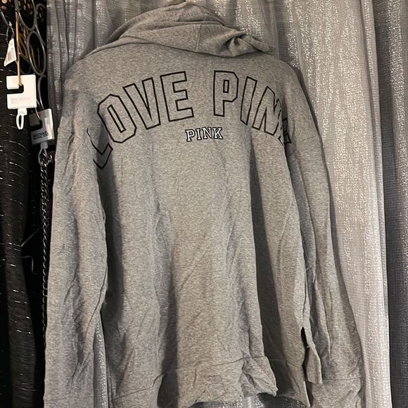 vS Pink grey lace up hooded sweatshirt& matching lace up joggers sweatsuit  trac - Picture 6 of 13